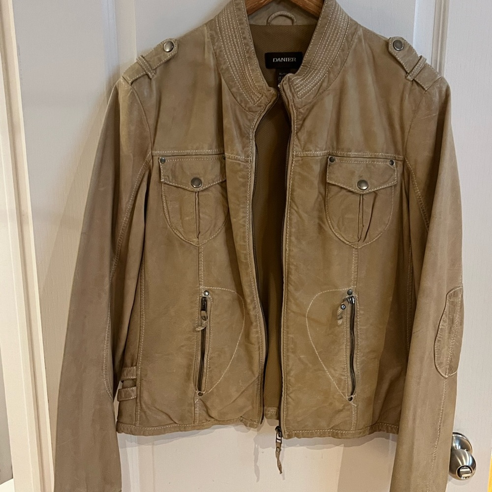 Danier Tan Leather Jacket Military-Inspired
